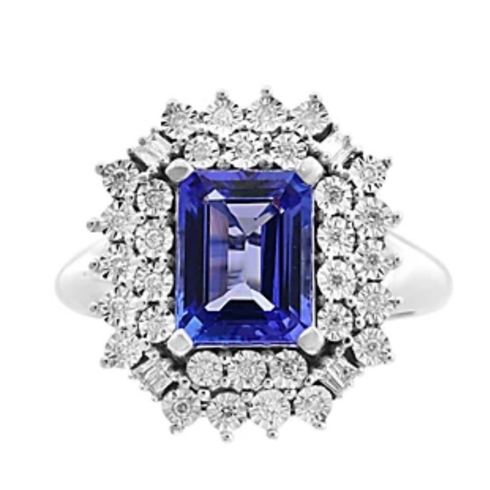 EFFY Fabulous Bright Purple 2.30ct Tanzanite & Fiery Diamond 14k White Gold Ring
